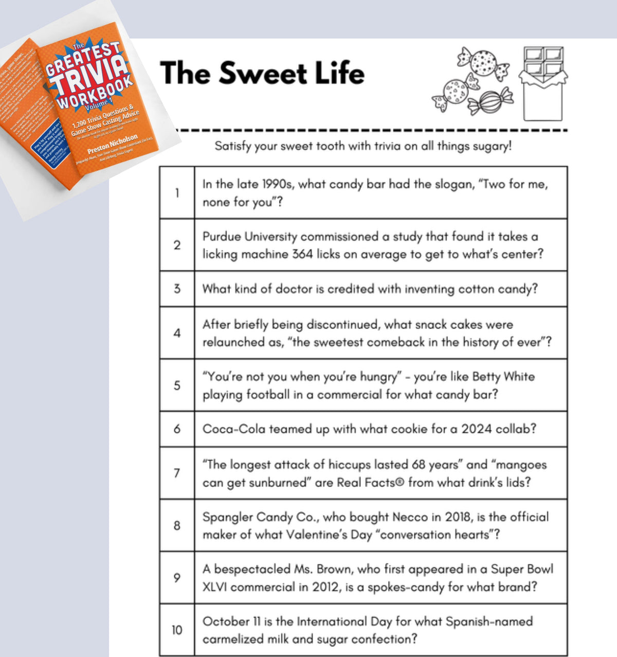 The Greatest Trivia Workbook - signed "Dear Celeste" (see description)